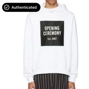 OPENING CEREMONY Block Logo White Hoodie Sz S